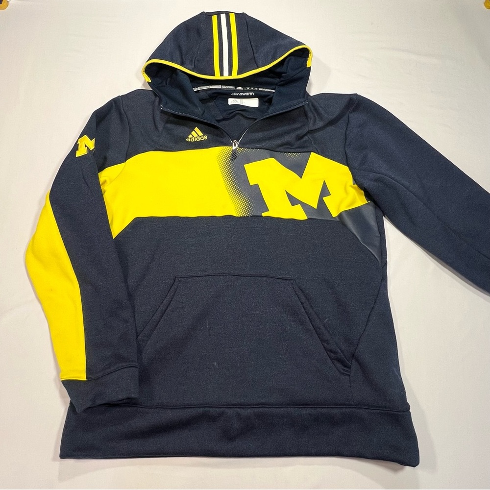 Adidas Men's Climawarm University of Michigan Wolverines Zip Pullover Hoodie